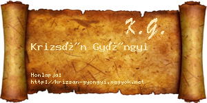 Krizsán Gyöngyi névjegykártya