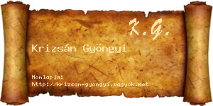Krizsán Gyöngyi névjegykártya